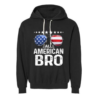 Family Matching Outfit All American Bro 4th Of July Usa Gift Garment-Dyed Fleece Hoodie