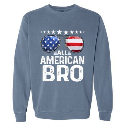 Family Matching Outfit All American Bro 4th Of July Usa Gift Garment-Dyed Sweatshirt