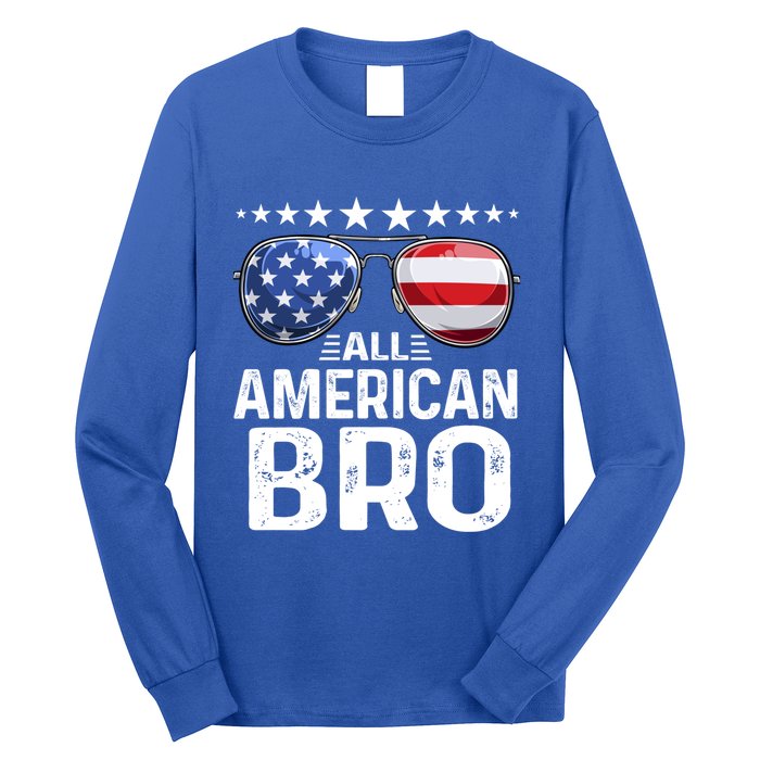 Family Matching Outfit All American Bro 4th Of July Usa Gift Long Sleeve Shirt