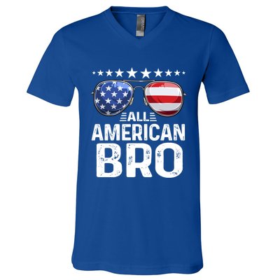 Family Matching Outfit All American Bro 4th Of July Usa Gift V-Neck T-Shirt