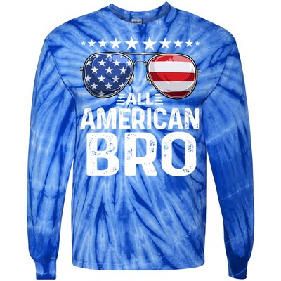 Family Matching Outfit All American Bro 4th Of July Usa Gift Tie-Dye Long Sleeve Shirt