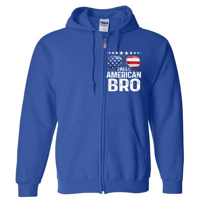 Family Matching Outfit All American Bro 4th Of July Usa Gift Full Zip Hoodie