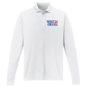 Funny Mike Obama 2024 Performance Long Sleeve Polo