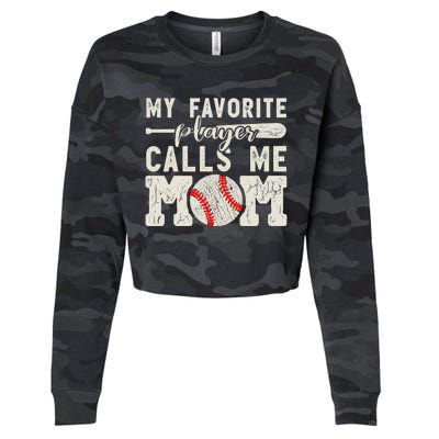 Funny Mom Of Both Baseball Mom Softball Mom Messy Bun Gift Cropped Pullover Crew