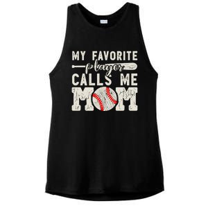 Funny Mom Of Both Baseball Mom Softball Mom Messy Bun Gift Ladies PosiCharge Tri-Blend Wicking Tank