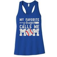 Funny Mom Of Both Baseball Mom Softball Mom Messy Bun Gift Women's Racerback Tank