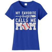 Funny Mom Of Both Baseball Mom Softball Mom Messy Bun Gift Women's T-Shirt