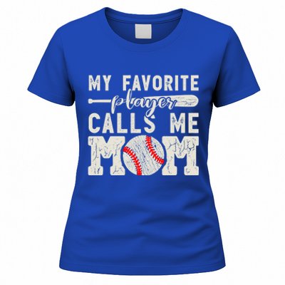 Funny Mom Of Both Baseball Mom Softball Mom Messy Bun Gift Women's T-Shirt