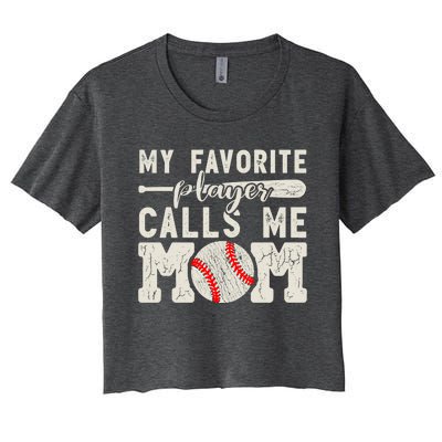 Funny Mom Of Both Baseball Mom Softball Mom Messy Bun Gift Women's Crop Top Tee