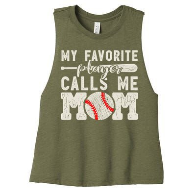 Funny Mom Of Both Baseball Mom Softball Mom Messy Bun Gift Women's Racerback Cropped Tank