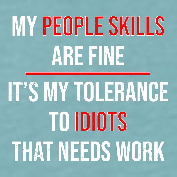 Funny My People Skills Are Fine My Tolerance To Idiots Need Work Sueded Cloud Jersey T-Shirt