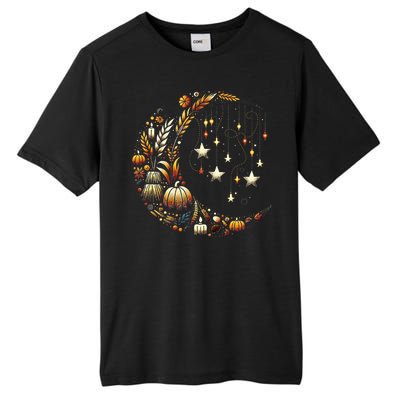 Fall Moon Pumpkins Stars Thanksgiving Harvest Doodles Tall Fusion ChromaSoft Performance T-Shirt