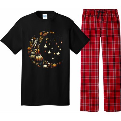 Fall Moon Pumpkins Stars Thanksgiving Harvest Doodles Pajama Set