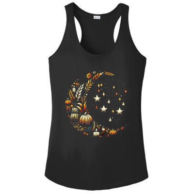 Fall Moon Pumpkins Stars Thanksgiving Harvest Doodles Ladies PosiCharge Competitor Racerback Tank