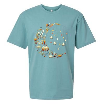 Fall Moon Pumpkins Stars Thanksgiving Harvest Doodles Sueded Cloud Jersey T-Shirt