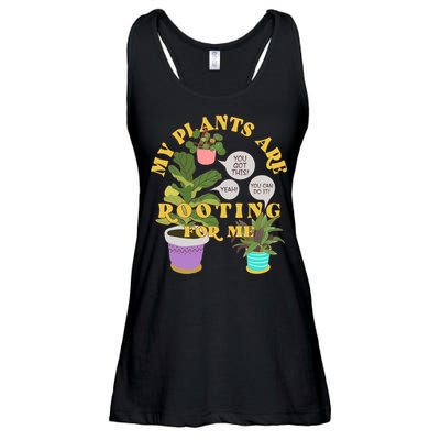 Funny My Plants Are Rooting For Me Ladies Essential Flowy Tank