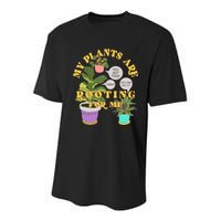 Funny My Plants Are Rooting For Me Youth Performance Sprint T-Shirt