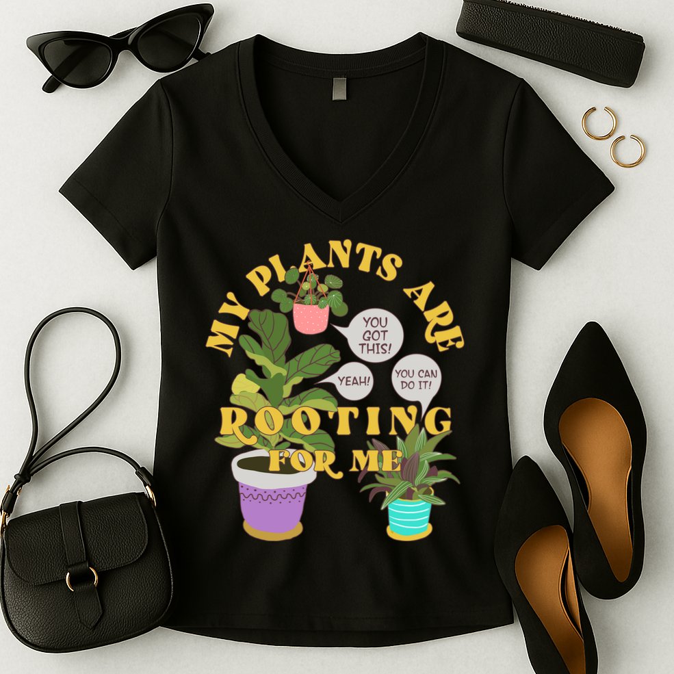 Funny My Plants Are Rooting For Me Women's V-Neck T-Shirt