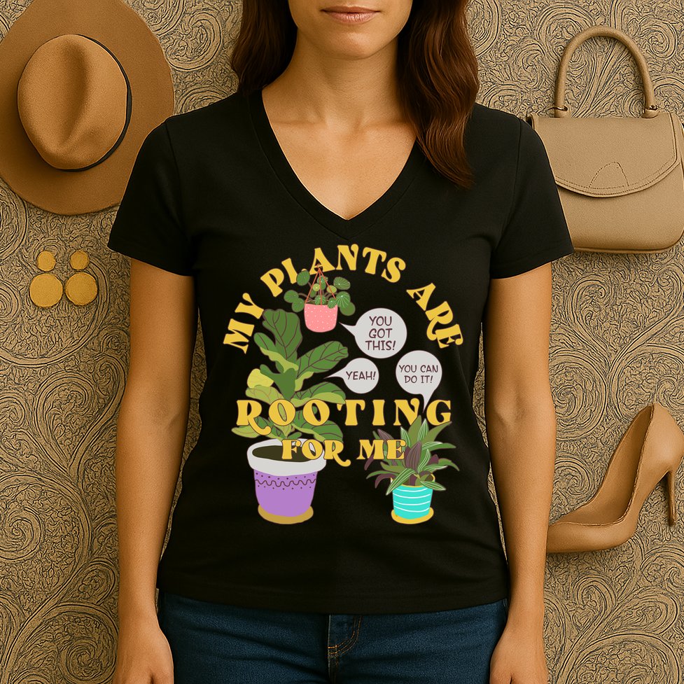 Funny My Plants Are Rooting For Me Women's V-Neck T-Shirt