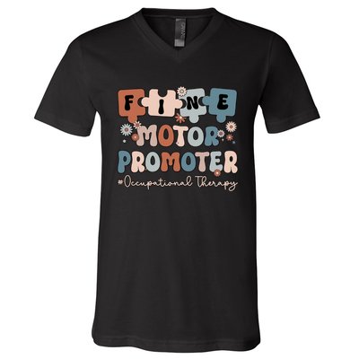 Fine Motor Promoter Occupational Therapy OT Medical Health Care Hospital Nurse V-Neck T-Shirt