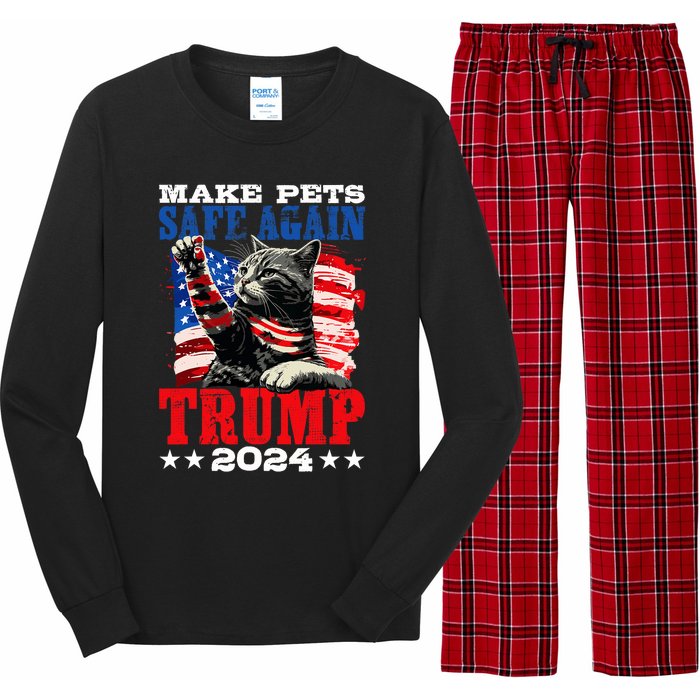 Funny Make Pets Safe Again Usa President Election Trump 2024 Long Sleeve Pajama Set