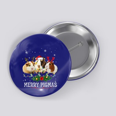 Funny Merry Pigmas Guinea Pig Antlers Lights Merry Christmas Button