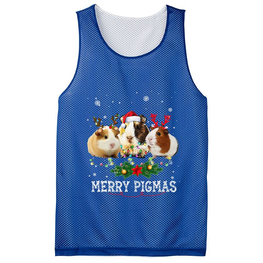 Funny Merry Pigmas Guinea Pig Antlers Lights Merry Christmas Mesh Reversible Basketball Jersey Tank