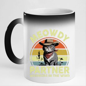 Funny Meowdy Partner British Shorthair Cat Cowboy Dad Kitten 11oz Black Color Changing Mug