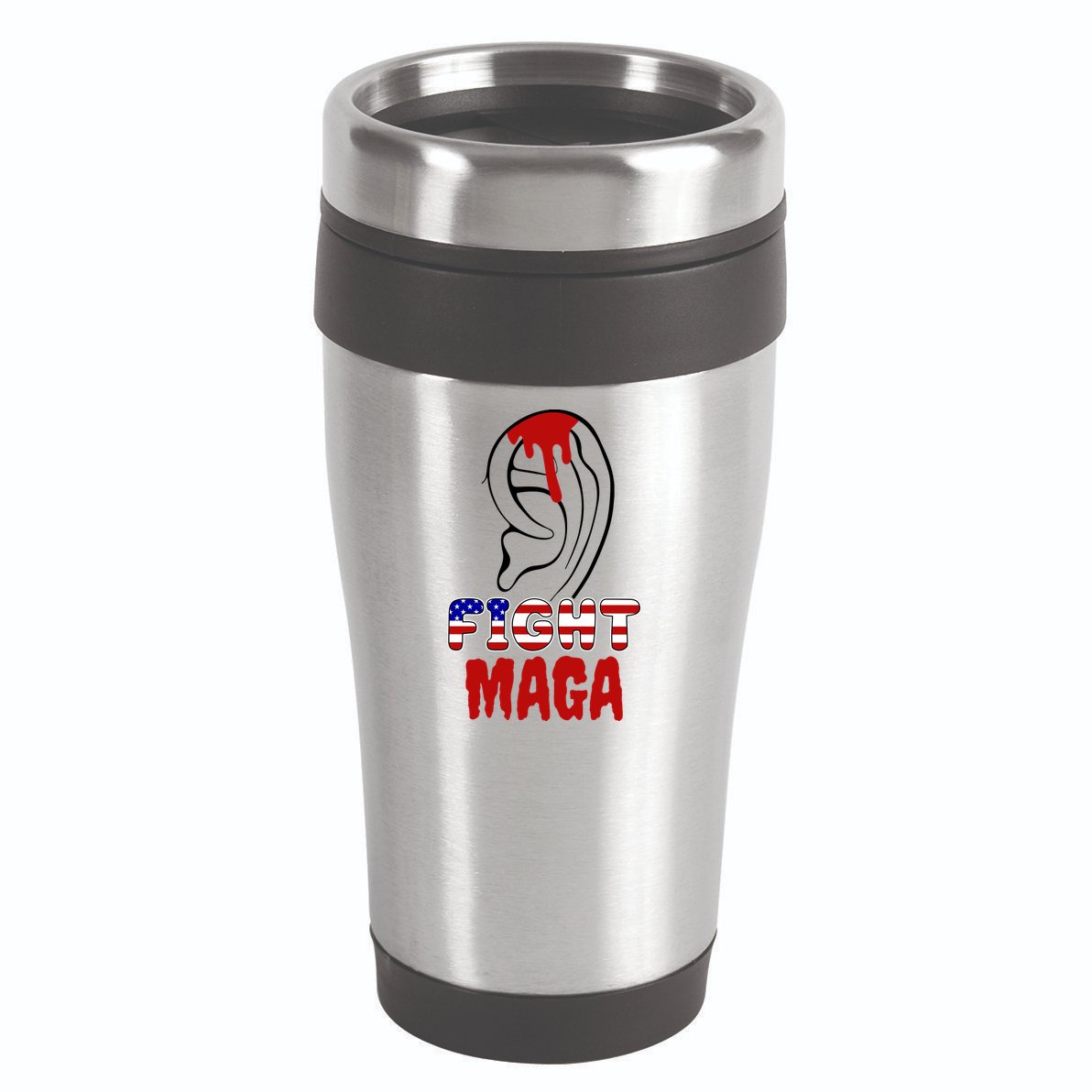 Fight Maga Pro Donald Trump Bleeding Ear 16oz Travel Tumbler