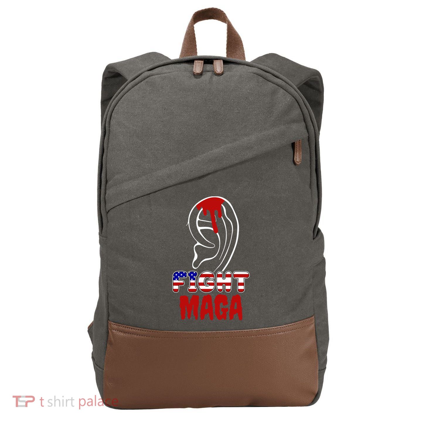 Fight Maga Pro Donald Trump Bleeding Ear Cotton Canvas Backpack