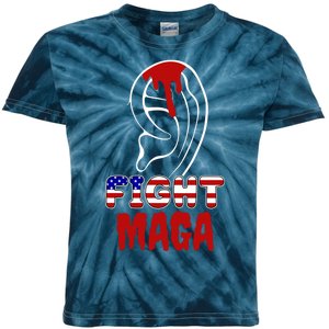 Fight Maga Pro Donald Trump Bleeding Ear Kids Tie-Dye T-Shirt