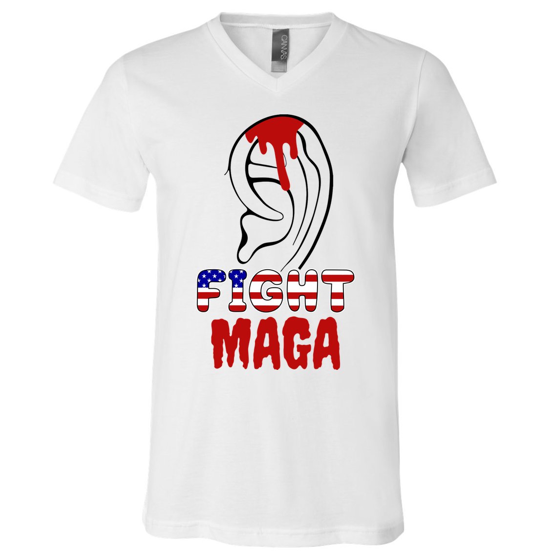 Fight Maga Pro Donald Trump Bleeding Ear V-Neck T-Shirt