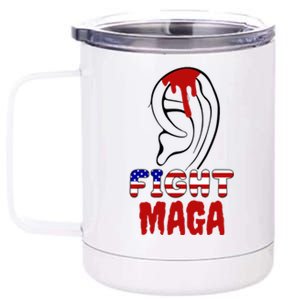 Fight Maga Pro Donald Trump Bleeding Ear 12 oz Stainless Steel Tumbler Cup