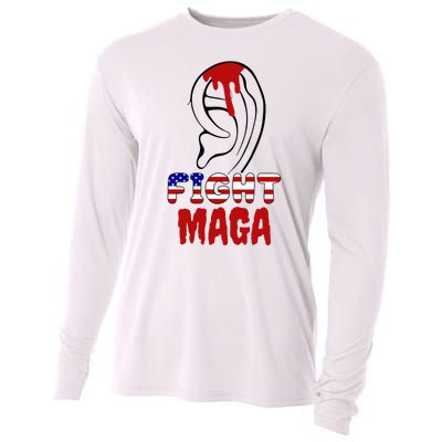 Fight Maga Pro Donald Trump Bleeding Ear Cooling Performance Long Sleeve Crew