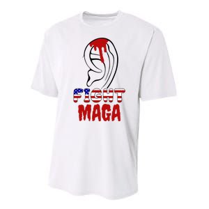 Fight Maga Pro Donald Trump Bleeding Ear Performance Sprint T-Shirt