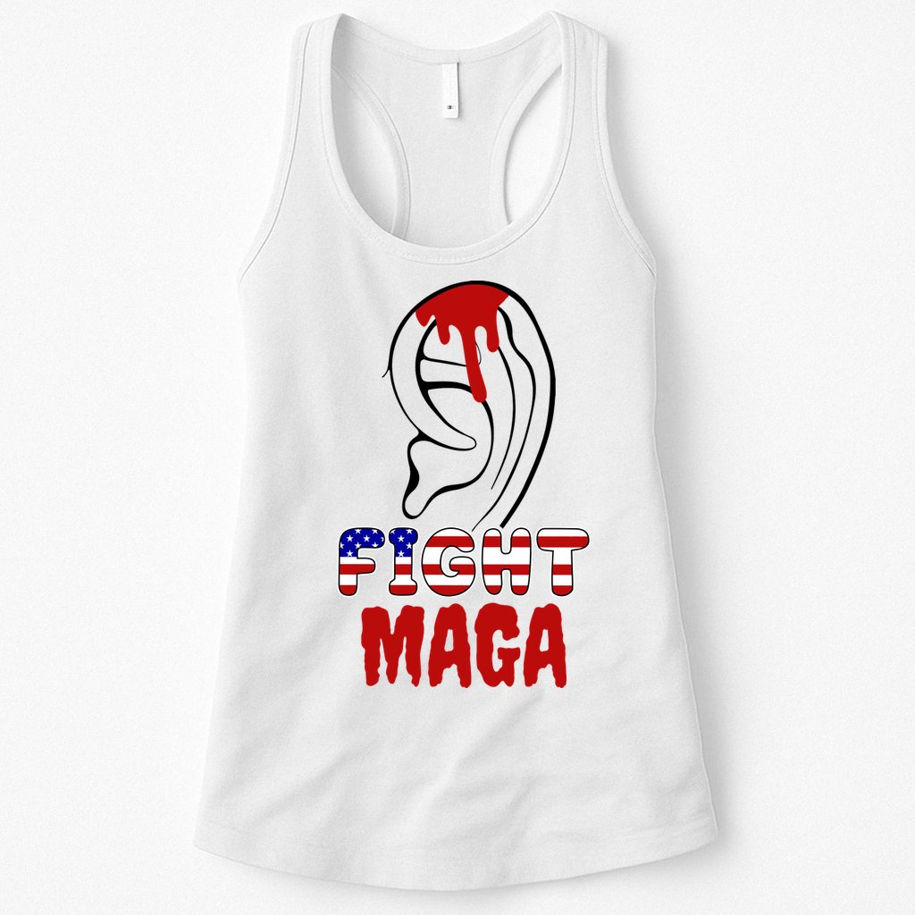 Fight Maga Pro Donald Trump Bleeding Ear Womens Tank Top