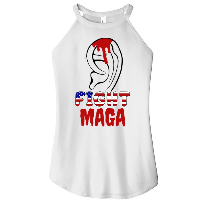 Fight Maga Pro Donald Trump Bleeding Ear Women's Perfect Tri Rocker Tank