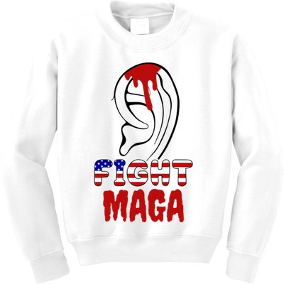 Fight Maga Pro Donald Trump Bleeding Ear Kids Sweatshirt