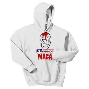 Fight Maga Pro Donald Trump Bleeding Ear Kids Hoodie