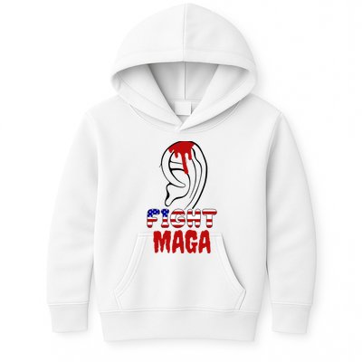 Fight Maga Pro Donald Trump Bleeding Ear Kids Hoodie