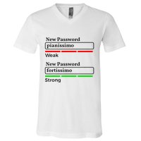 Funny Musician Password Classical Music Theory Class Jokes V-Neck T-Shirt