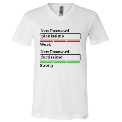 Funny Musician Password Classical Music Theory Class Jokes V-Neck T-Shirt