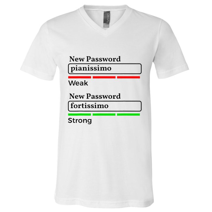 Funny Musician Password Classical Music Theory Class Jokes V-Neck T-Shirt