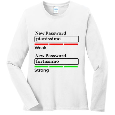 Funny Musician Password Classical Music Theory Class Jokes Ladies Long Sleeve Shirt