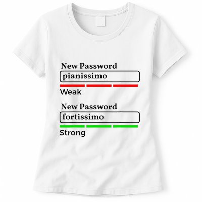 Funny Musician Password Classical Music Theory Class Jokes Womens T-Shirt