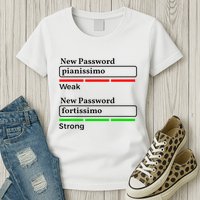 Funny Musician Password Classical Music Theory Class Jokes Womens T-Shirt