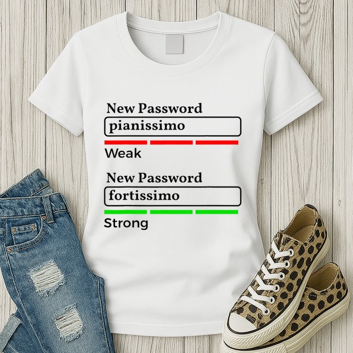 Funny Musician Password Classical Music Theory Class Jokes Womens T-Shirt
