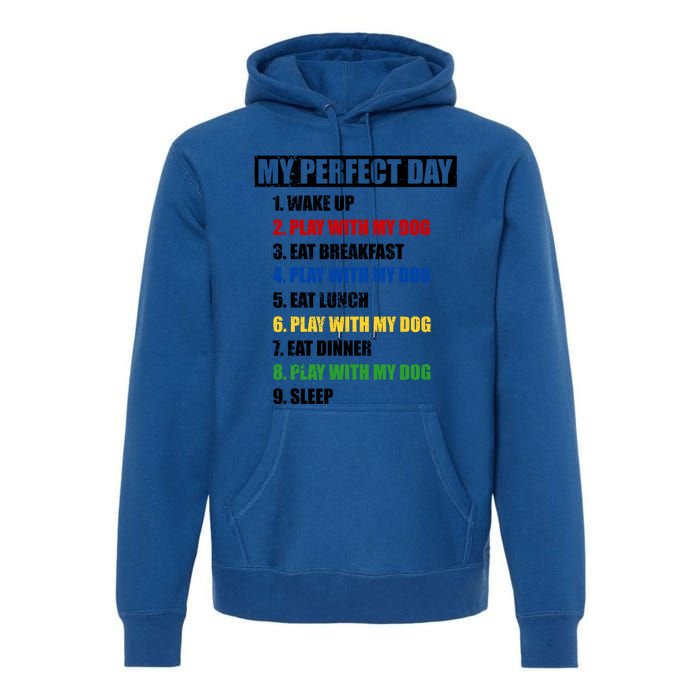 Fun My Perfect Day Play With The Dog Cute Gift Premium Hoodie