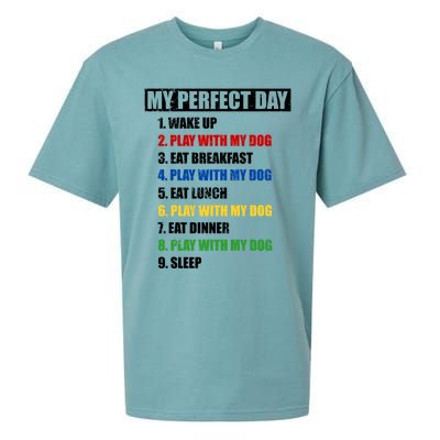 Fun My Perfect Day Play With The Dog Cute Gift Sueded Cloud Jersey T-Shirt