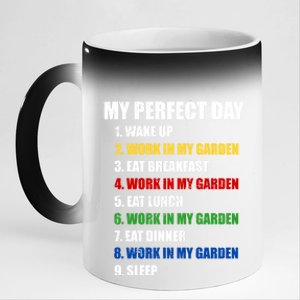 Fun My Perfect Day Work In My Garden Gardening Gift 11oz Black Color Changing Mug